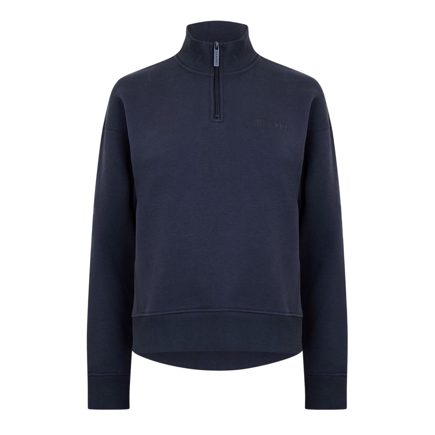 Charcoal - Front - USA Pro Womens-Ladies Quarter Zip Sweatshirt