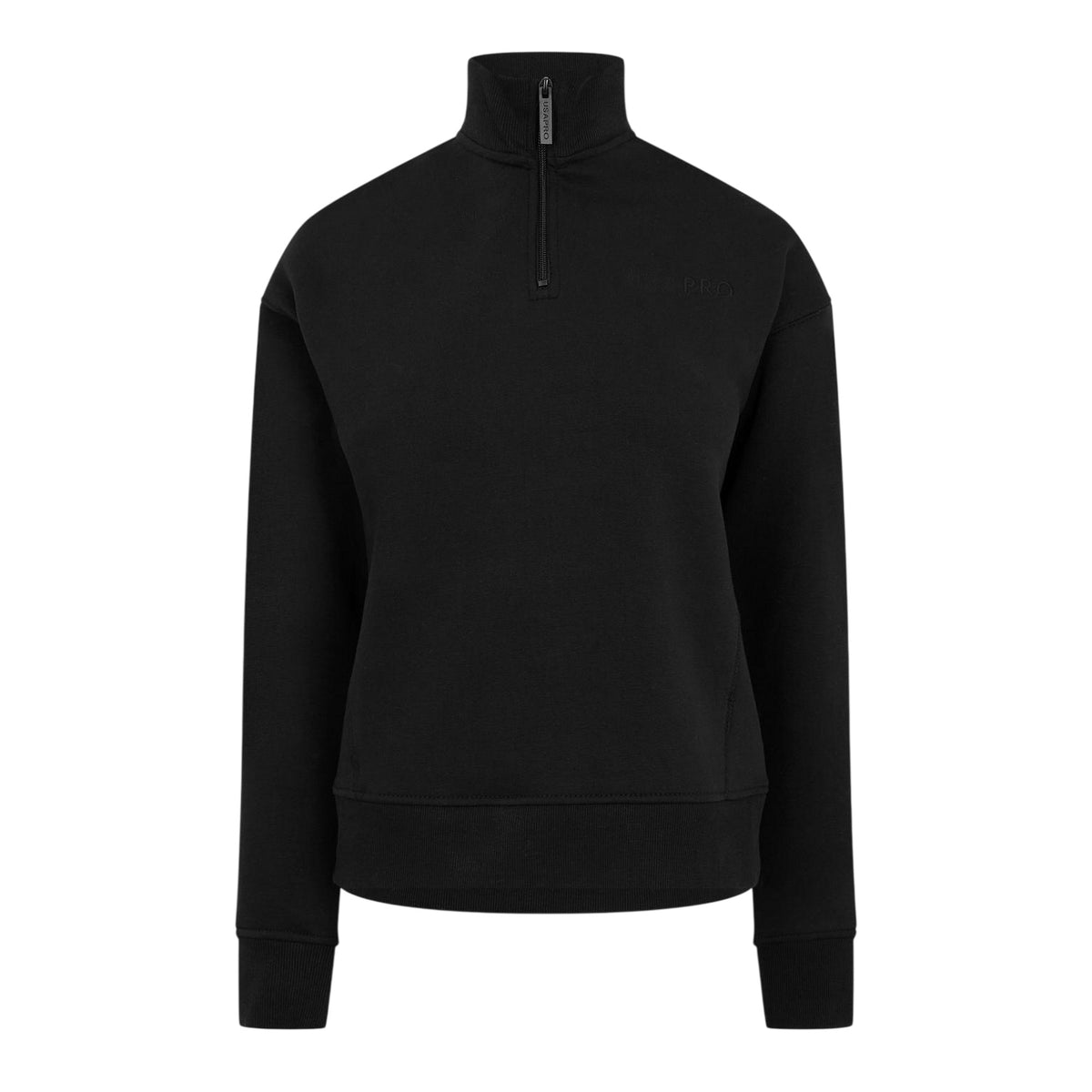 Black - Front - USA Pro Womens-Ladies Quarter Zip Sweatshirt