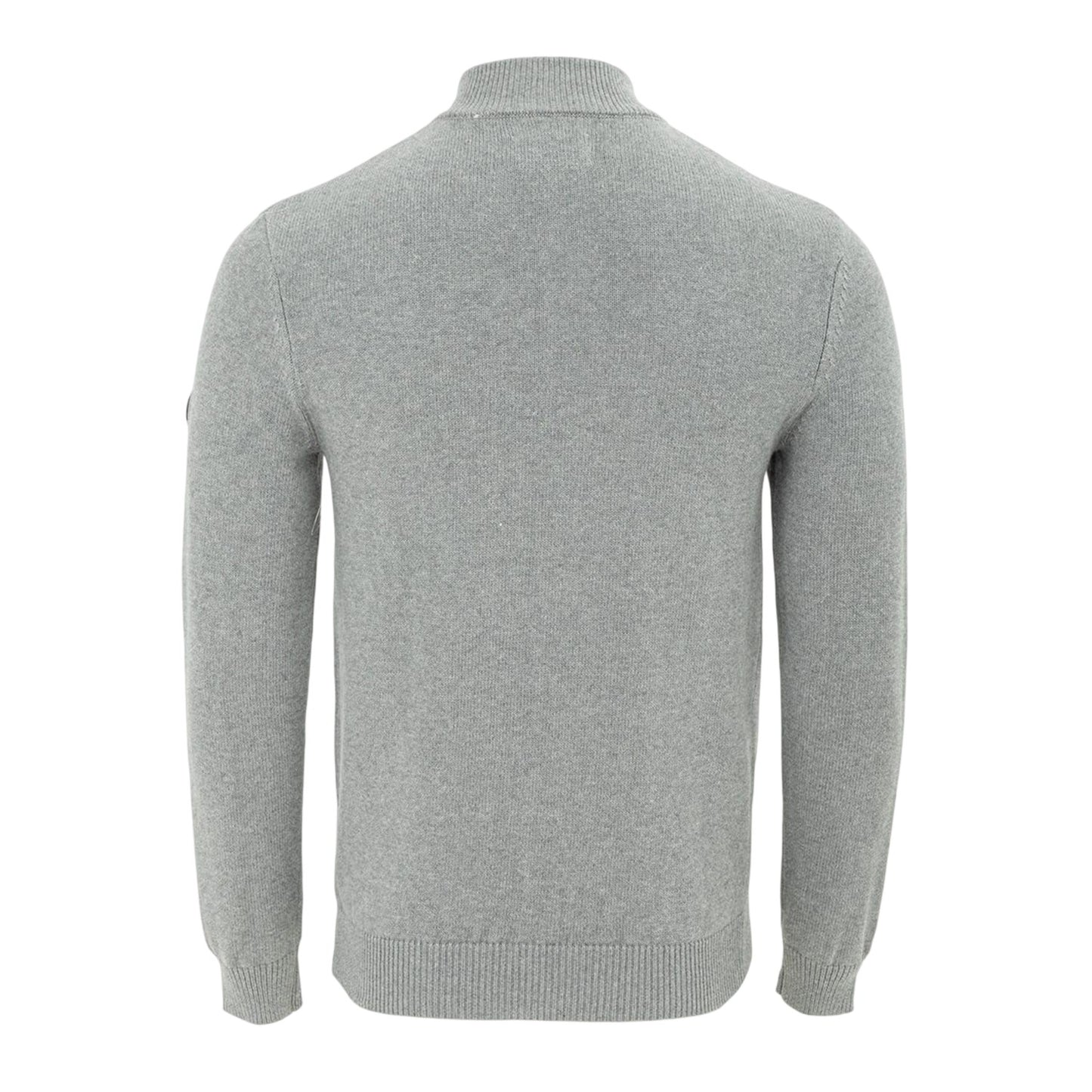 Grey - Back - Firetrap Mens Cotton Quarter Zip Snug Fit Casual Jumper