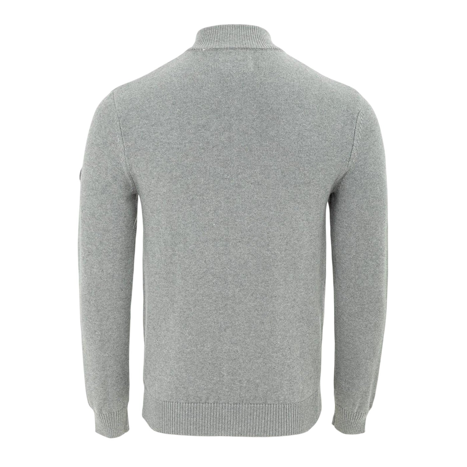Grey - Back - Firetrap Mens Cotton Quarter Zip Snug Fit Casual Jumper