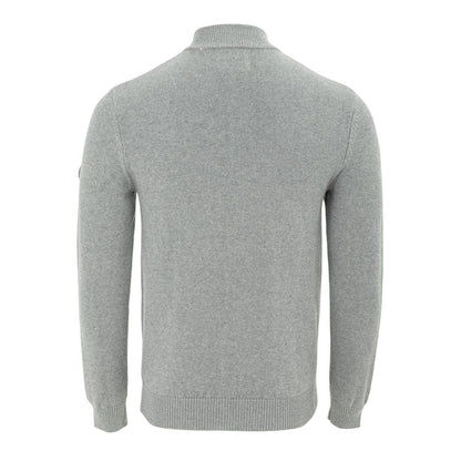 Grey - Back - Firetrap Mens Cotton Quarter Zip Snug Fit Casual Jumper