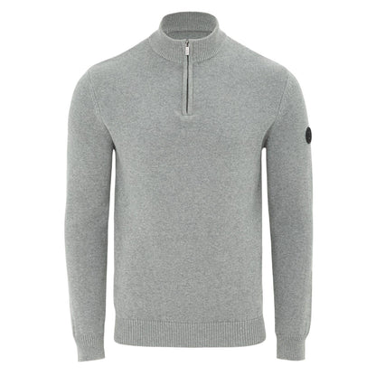 Grey - Front - Firetrap Mens Cotton Quarter Zip Snug Fit Casual Jumper
