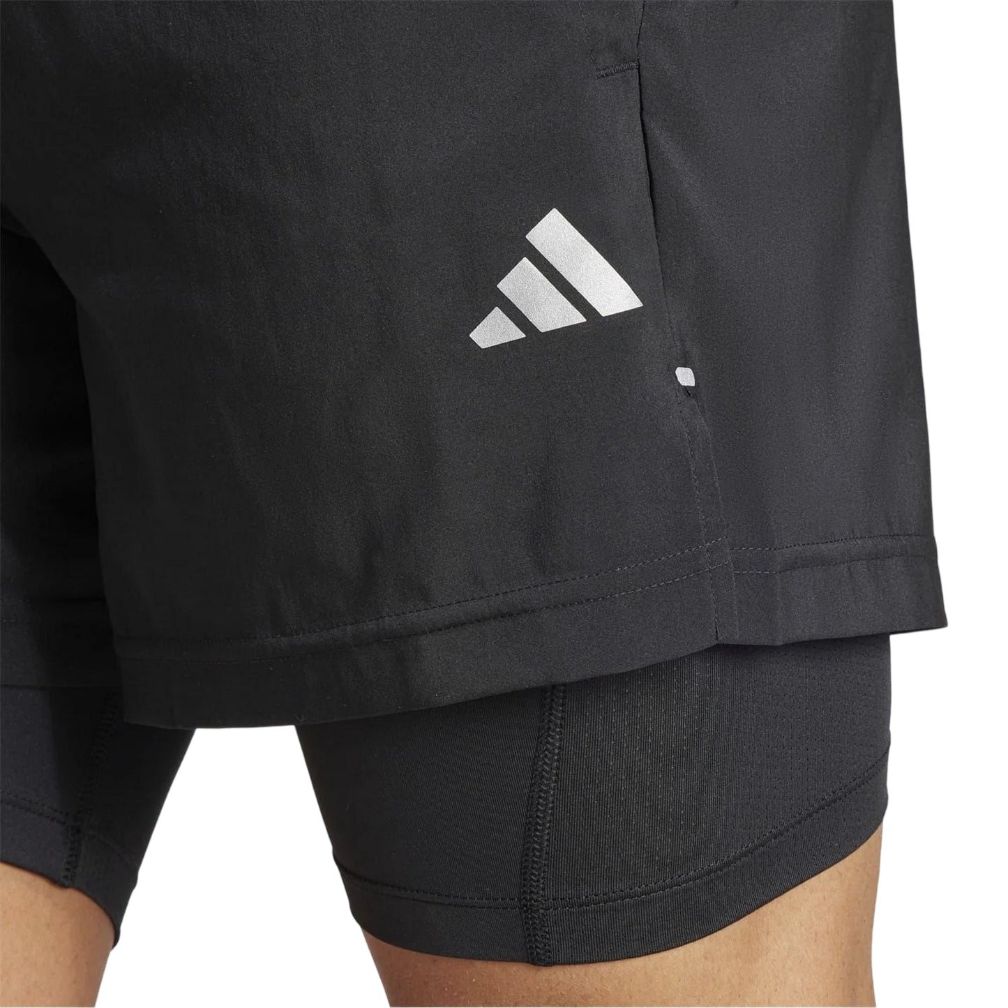Black - Side - Adidas Mens 2 in 1 Running Shorts