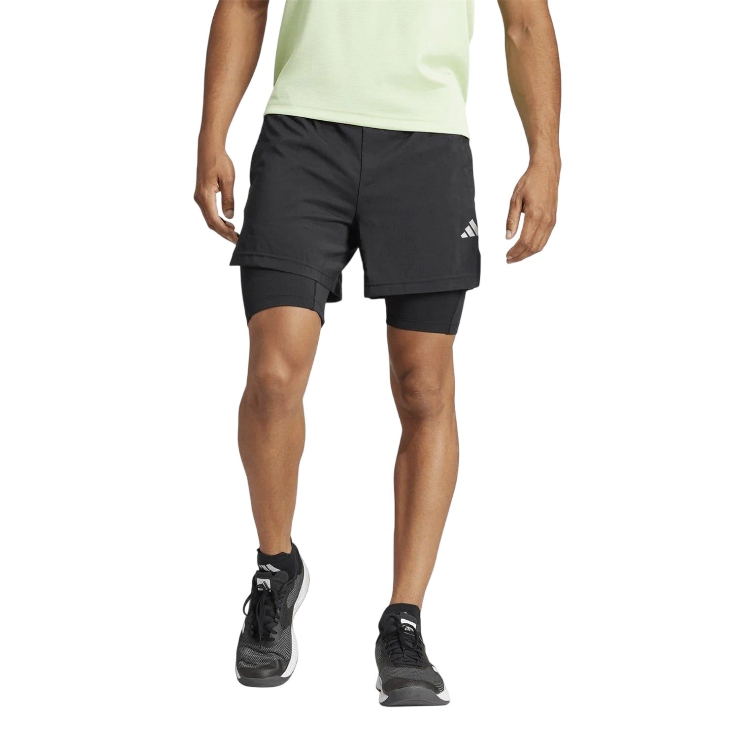 Black - Pack Shot - Adidas Mens 2 in 1 Running Shorts
