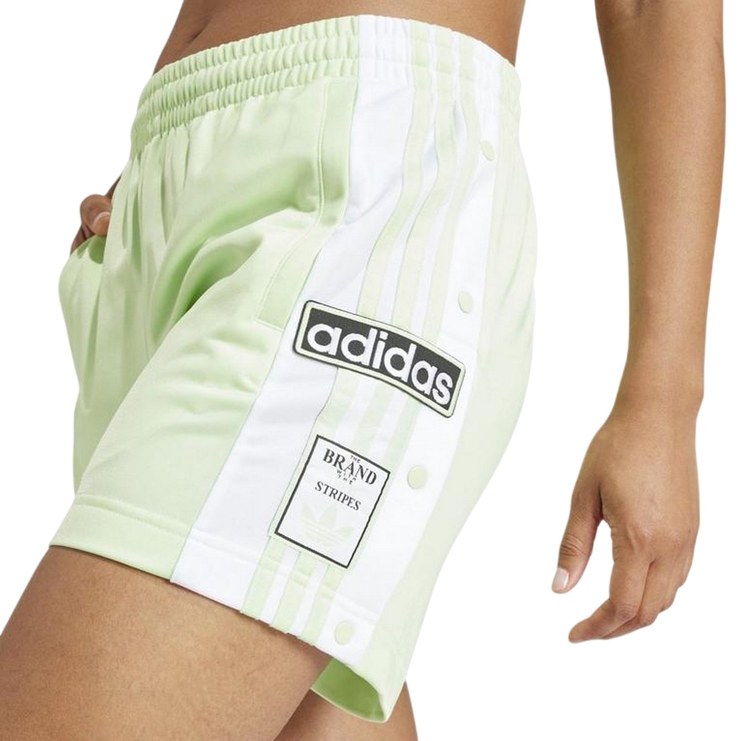 Green - Side - Adidas Womens-Ladies Adibreak Side Stripe Shorts