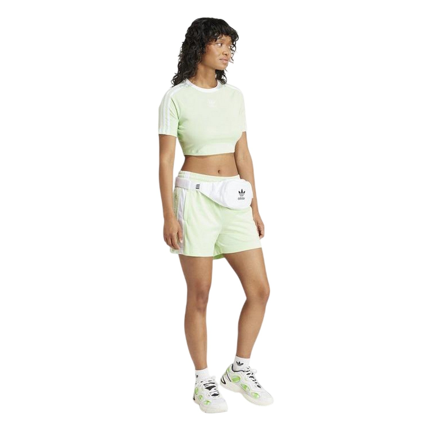 Green - Pack Shot - Adidas Womens-Ladies Adibreak Side Stripe Shorts