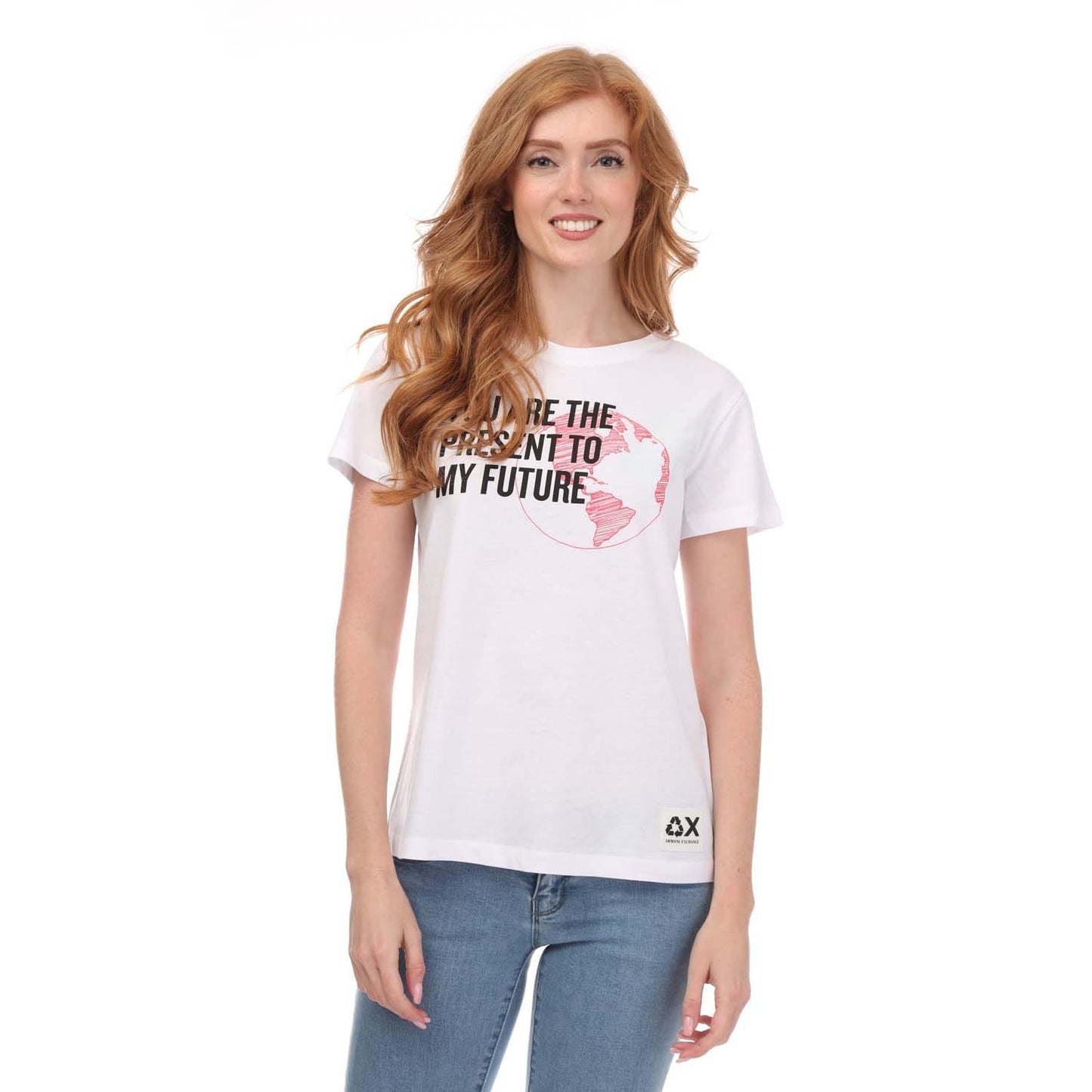 White - Front - Armani Womens-Ladies Regular T-Shirt