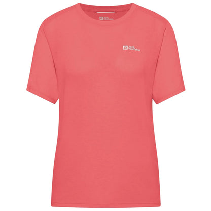 Coral - Front - Jack Wolfskin Womens-Ladies Tech Regular T-Shirt