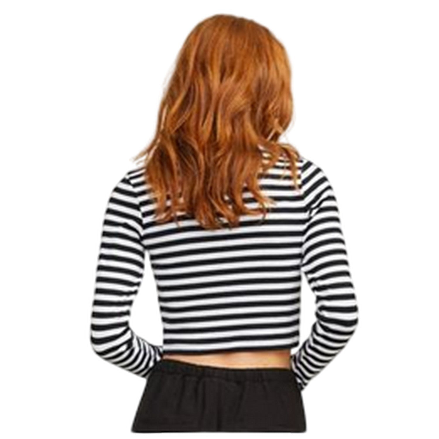 Bright White - Back - JJXX Womens-Ladies Feline Stripes Crop T-Shirt