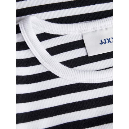 Bright White - Side - JJXX Womens-Ladies Feline Stripes Crop T-Shirt
