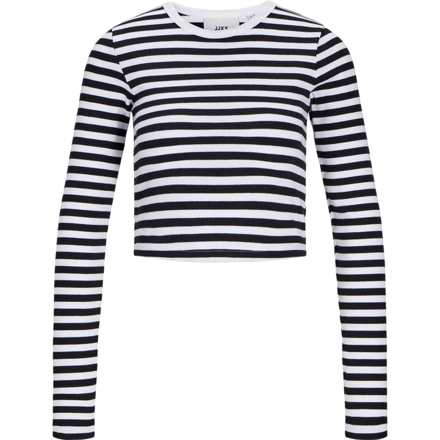 Bright White - Front - JJXX Womens-Ladies Feline Stripes Crop T-Shirt