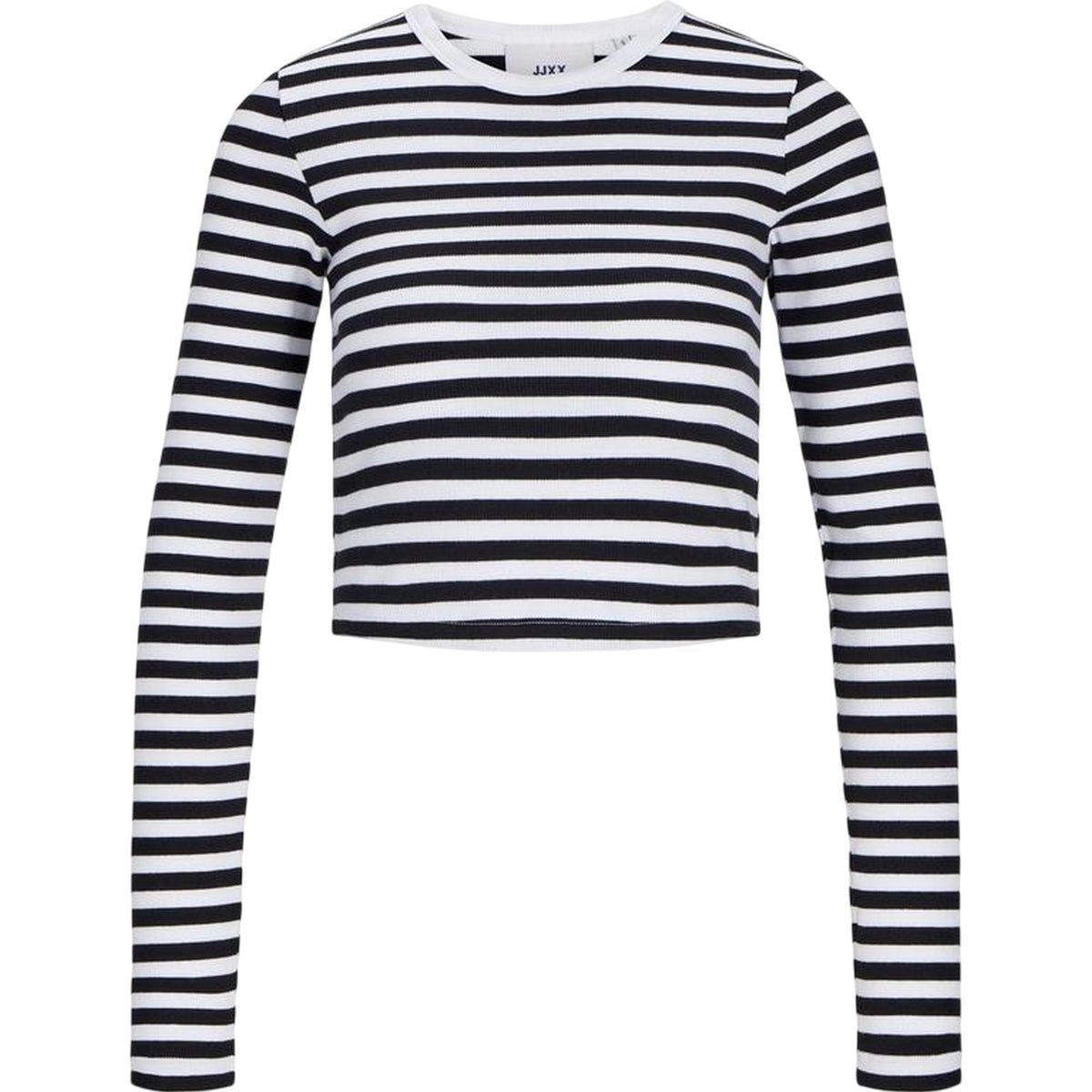 Bright White - Front - JJXX Womens-Ladies Feline Stripes Crop T-Shirt