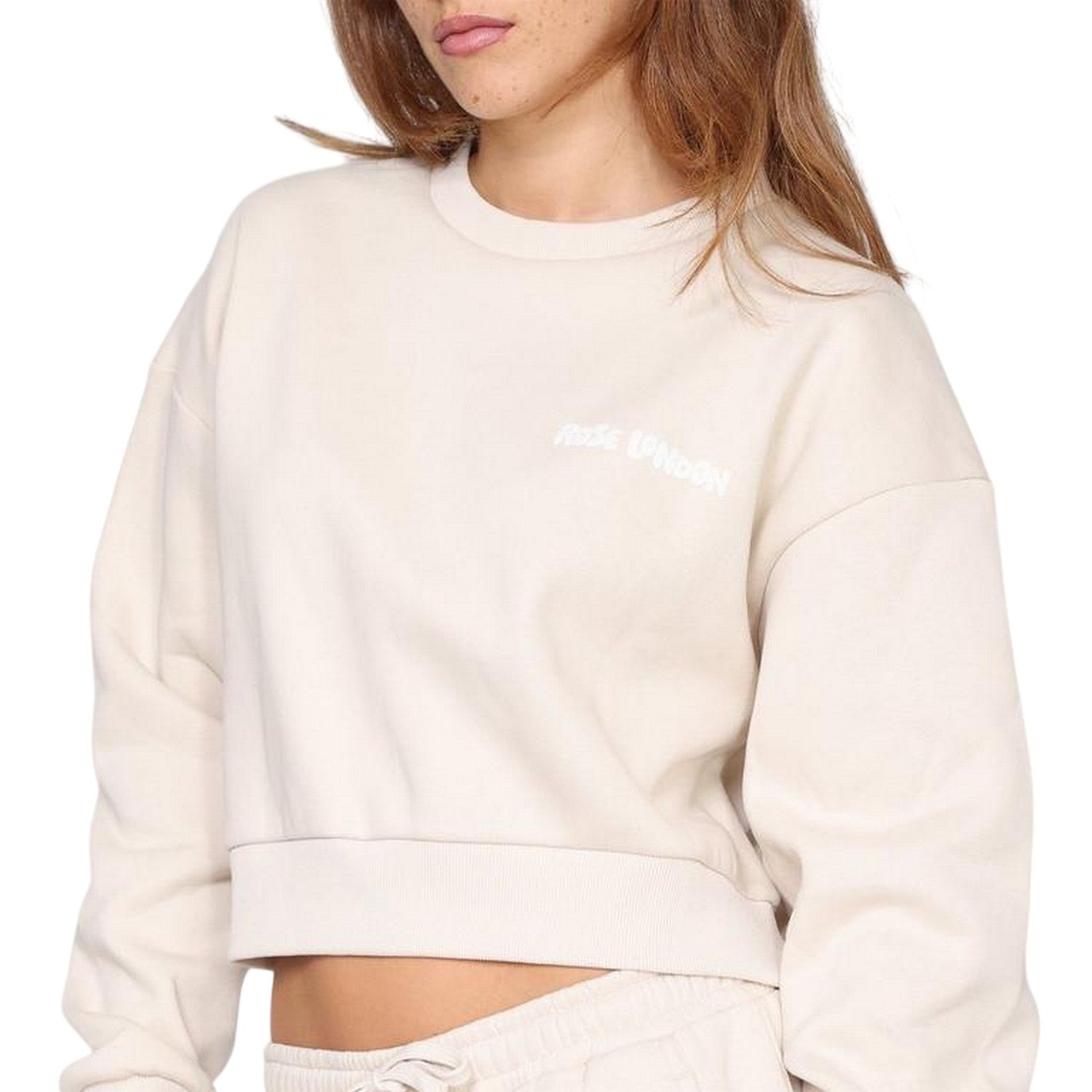 Summer Sand - Side - Rose London Womens-Ladies Authentic Relaxed Fit Crop Sweatshirt