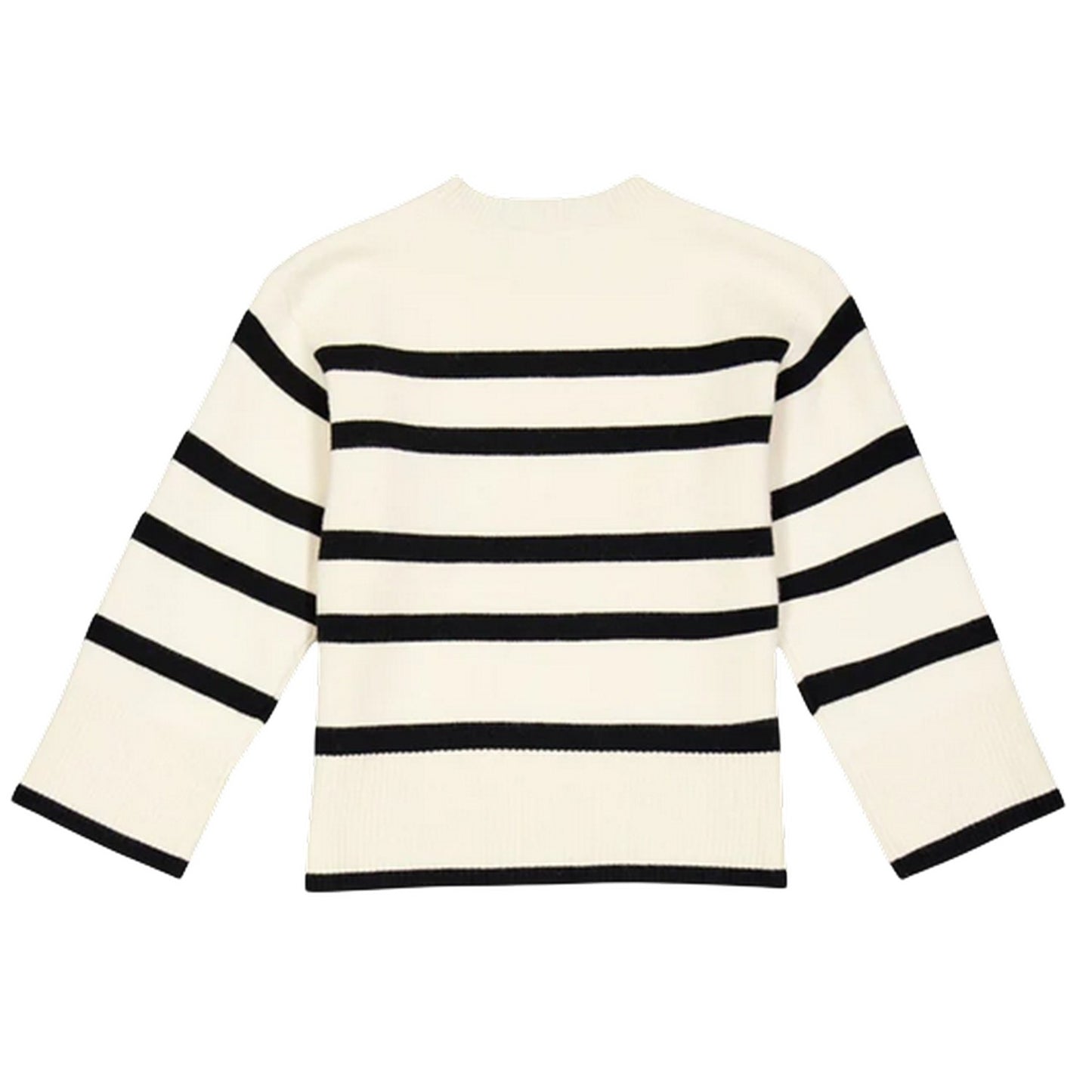 Birch-Black - Back - Vero Moda Childrens-Kids Saba Striped Regular Sweater Top