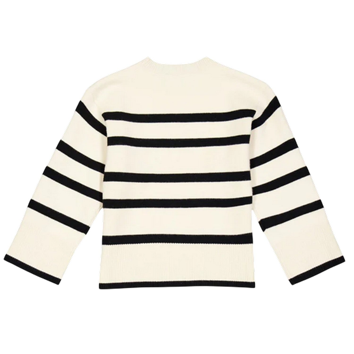 Birch-Black - Back - Vero Moda Childrens-Kids Saba Striped Regular Sweater Top
