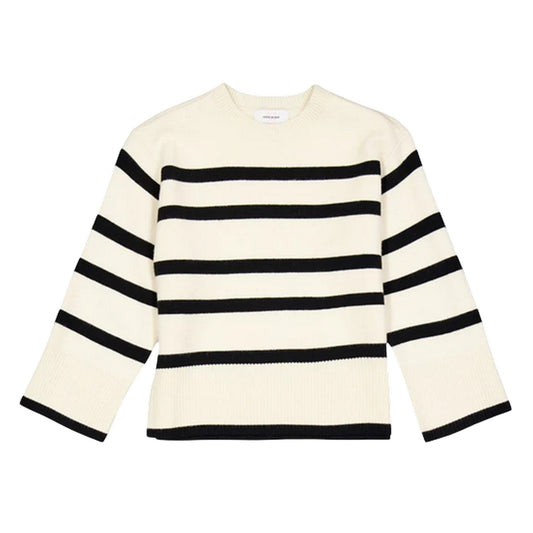 Birch-Black - Front - Vero Moda Childrens-Kids Saba Striped Regular Sweater Top