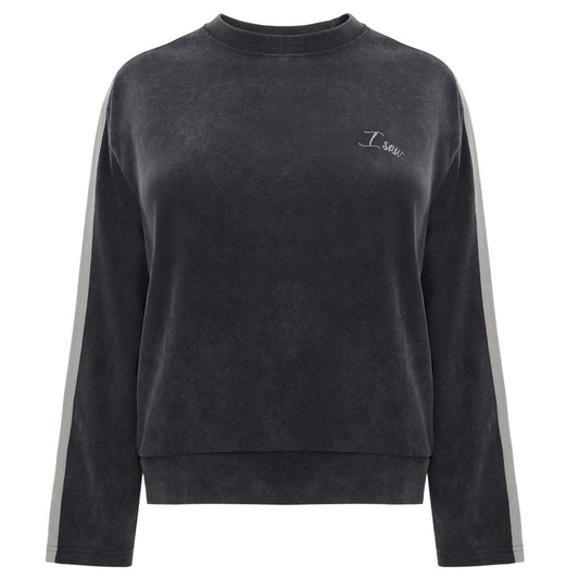 Grey - Front - I Saw It First Womens-Ladies Side Stripe Sweatshirt