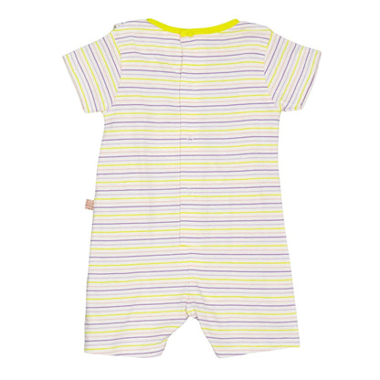 White - Back - Carrement Beau Baby Girls Stripe Crew Neck Babysuit