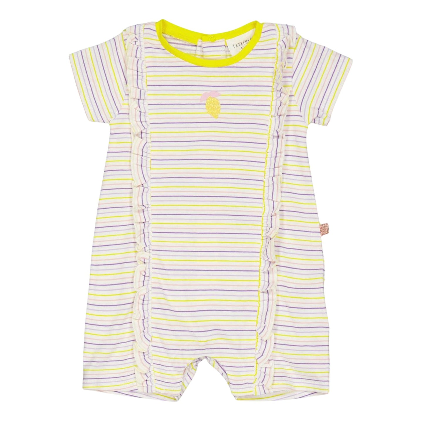 White - Front - Carrement Beau Baby Girls Stripe Crew Neck Babysuit