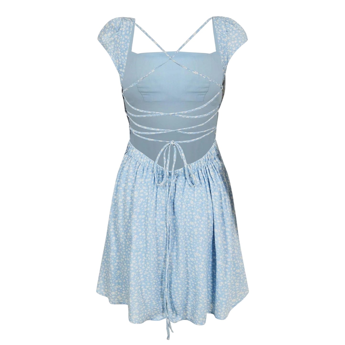 Blue - Back - Jack Wills Womens-Ladies Gathered Mini Dress