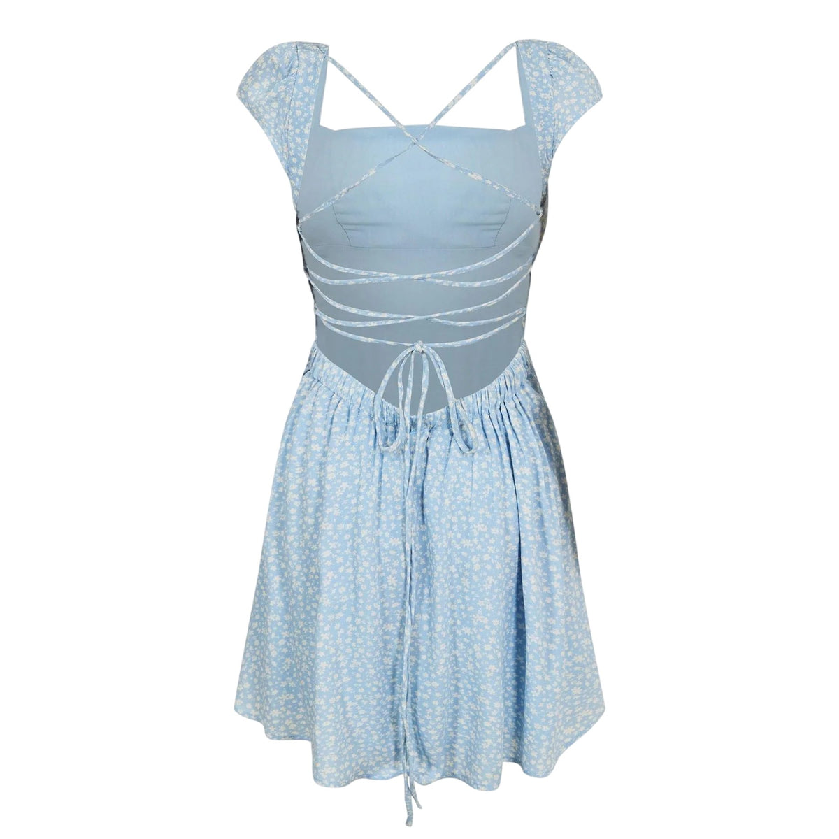Blue - Back - Jack Wills Womens-Ladies Gathered Mini Dress