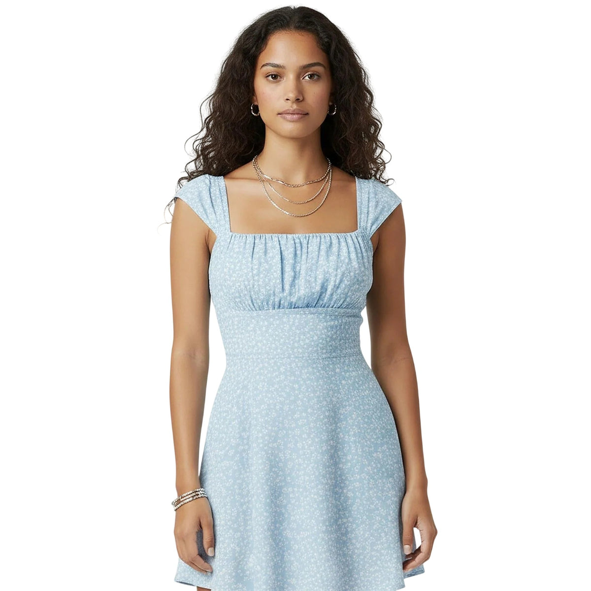 Blue - Side - Jack Wills Womens-Ladies Gathered Mini Dress