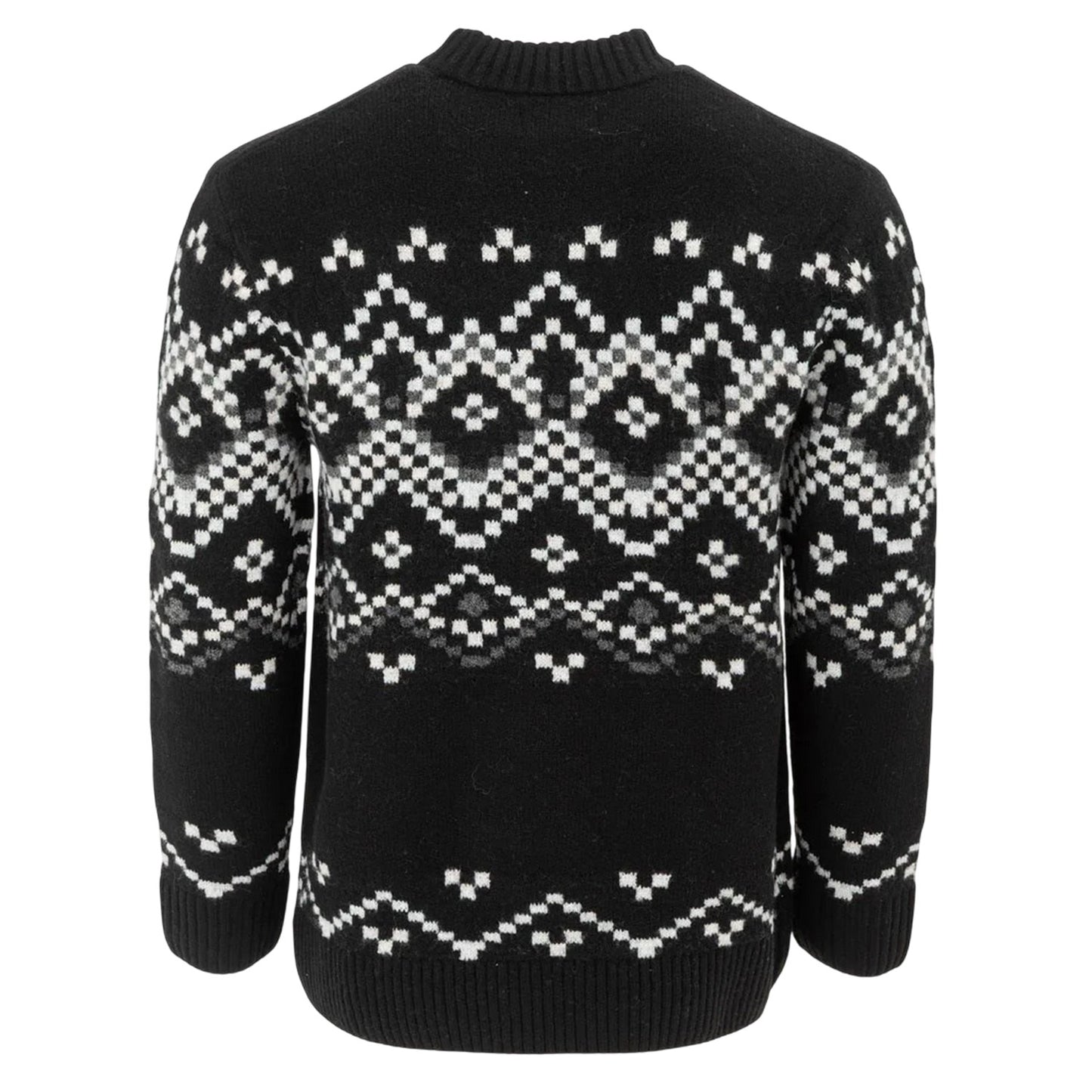 Black-Monochrome - Back - Firetrap Mens Fair Isle Polyester Blend Slim Casual Jumper