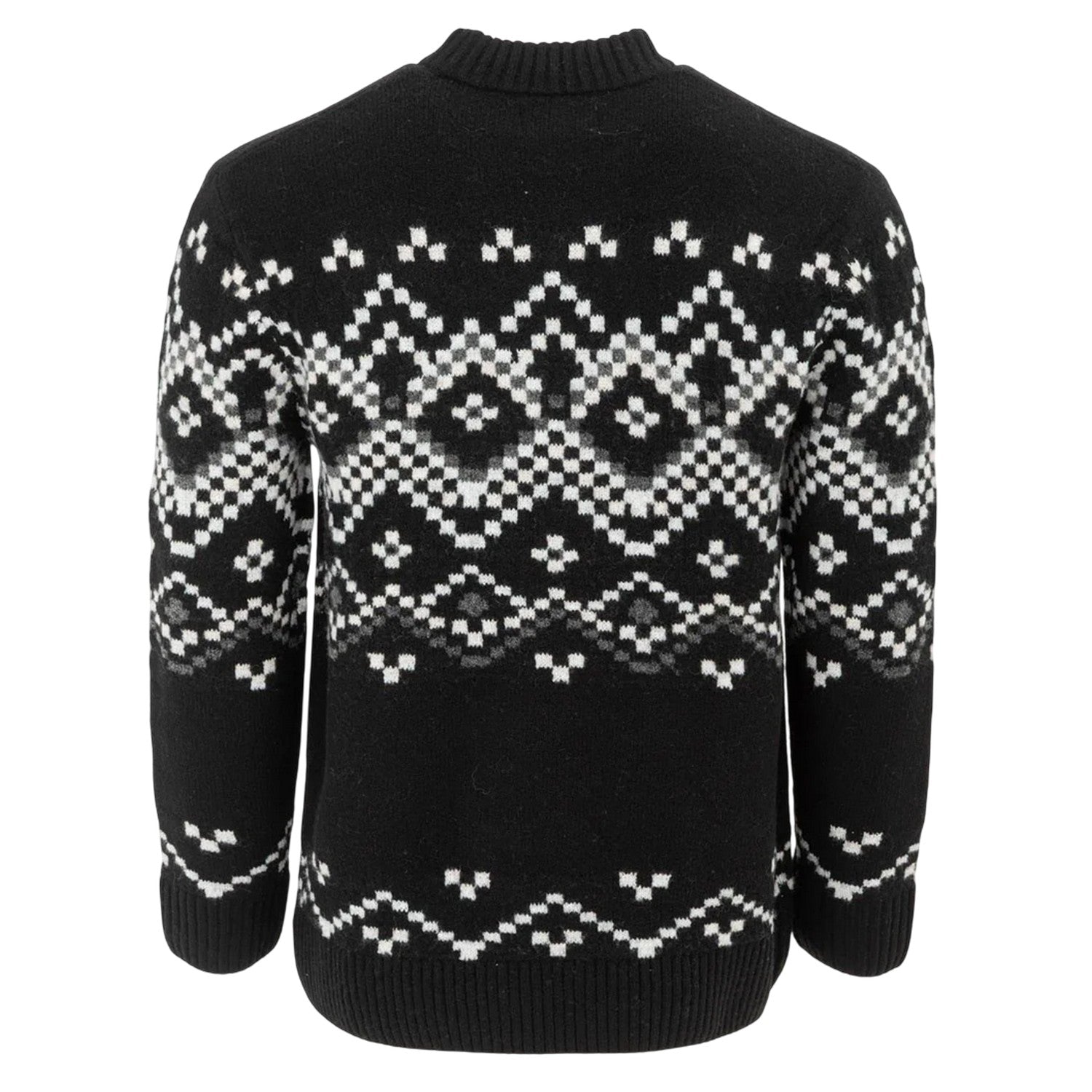 Black-Monochrome - Back - Firetrap Mens Fair Isle Polyester Blend Slim Casual Jumper