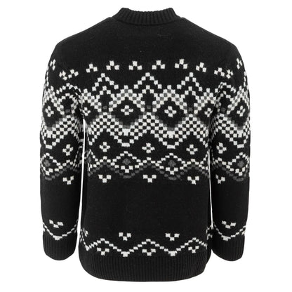 Black-Monochrome - Back - Firetrap Mens Fair Isle Polyester Blend Slim Casual Jumper