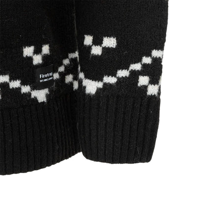 Black-Monochrome - Side - Firetrap Mens Fair Isle Polyester Blend Slim Casual Jumper