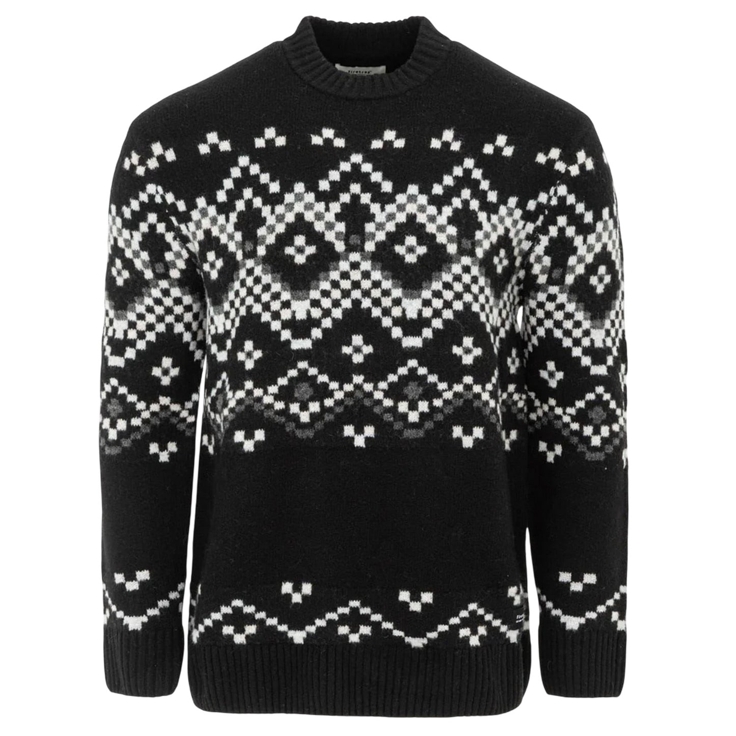 Black-Monochrome - Front - Firetrap Mens Fair Isle Polyester Blend Slim Casual Jumper