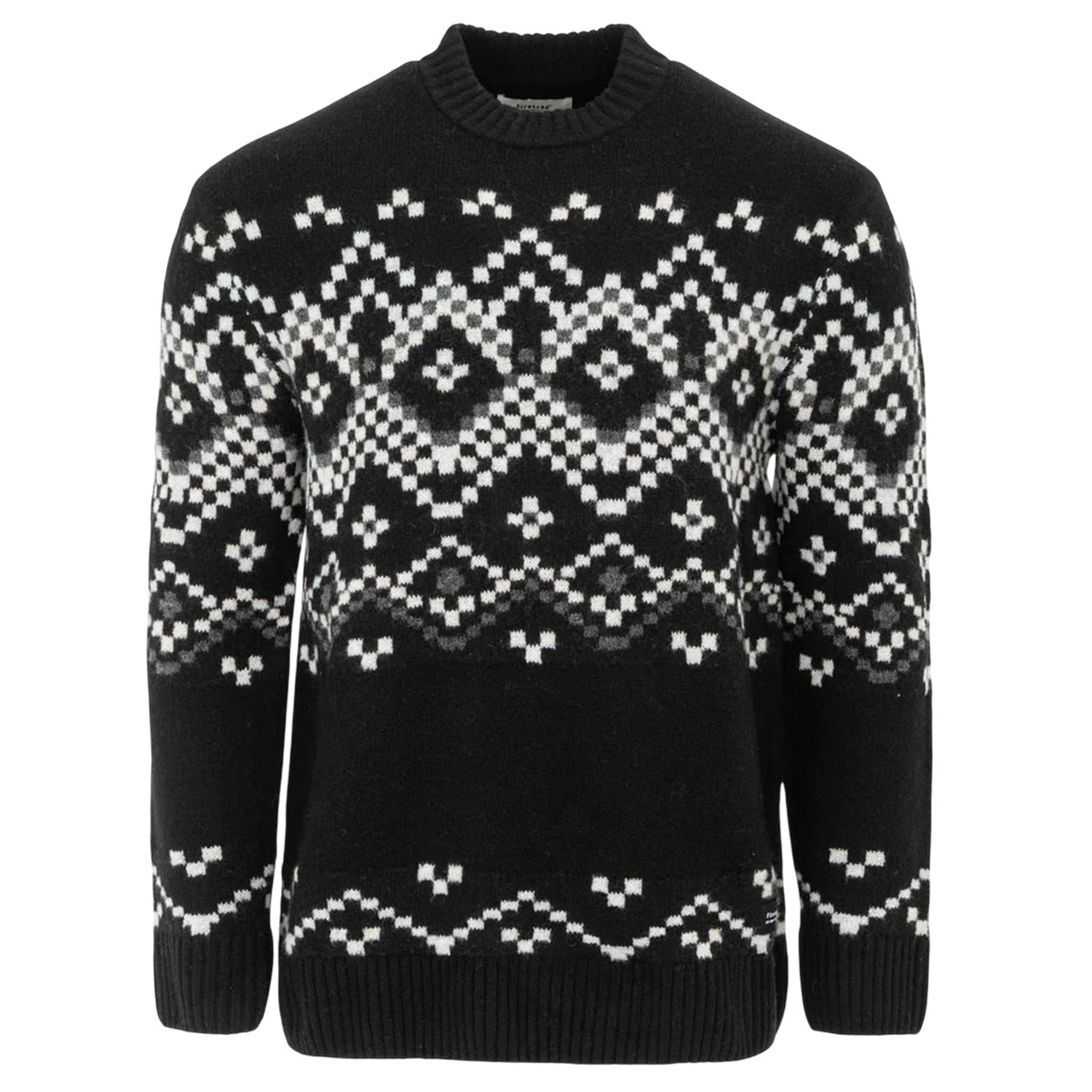 Black-Monochrome - Front - Firetrap Mens Fair Isle Polyester Blend Slim Casual Jumper