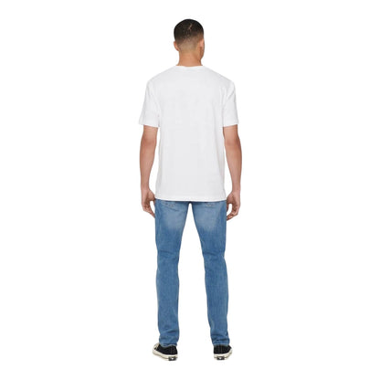 White - Back - Only and Sons Mens Max Life Crew Neck T-Shirt