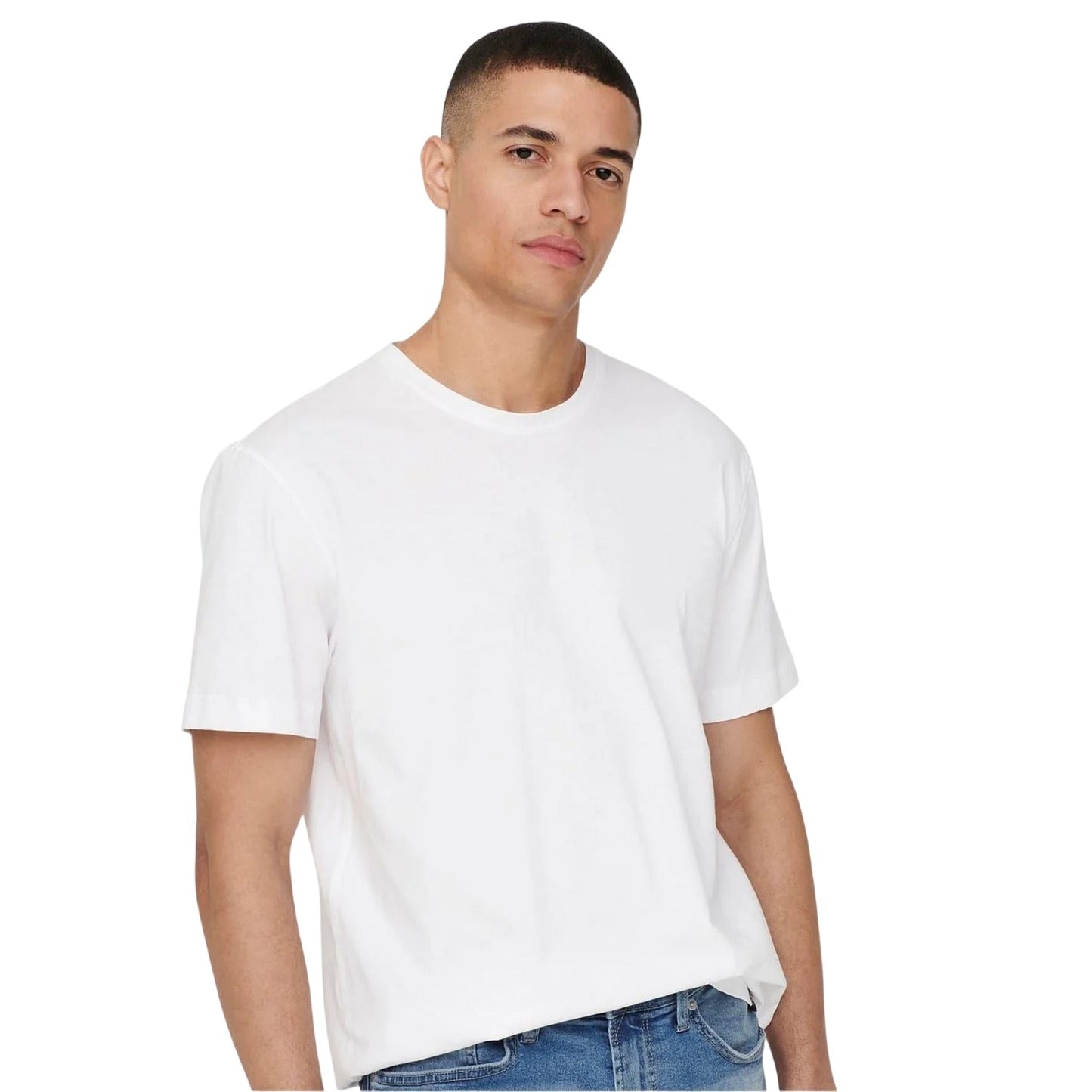 White - Side - Only and Sons Mens Max Life Crew Neck T-Shirt