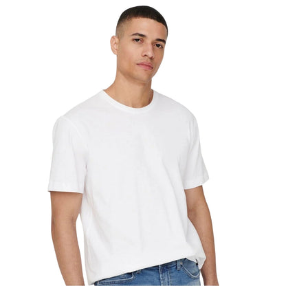White - Side - Only and Sons Mens Max Life Crew Neck T-Shirt