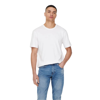 White - Lifestyle - Only and Sons Mens Max Life Crew Neck T-Shirt