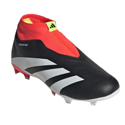 Black-White - Front - Adidas Childrens-Kids Predator League Firm Ground Boots