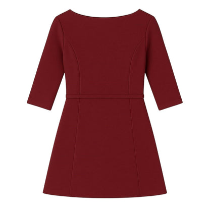 Burgundy - Back - I Saw It First Womens-Ladies Ponte Mini Dress