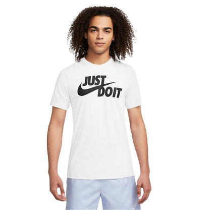 White-Black - Pack Shot - Nike Mens Just Do It Swoosh T-Shirt
