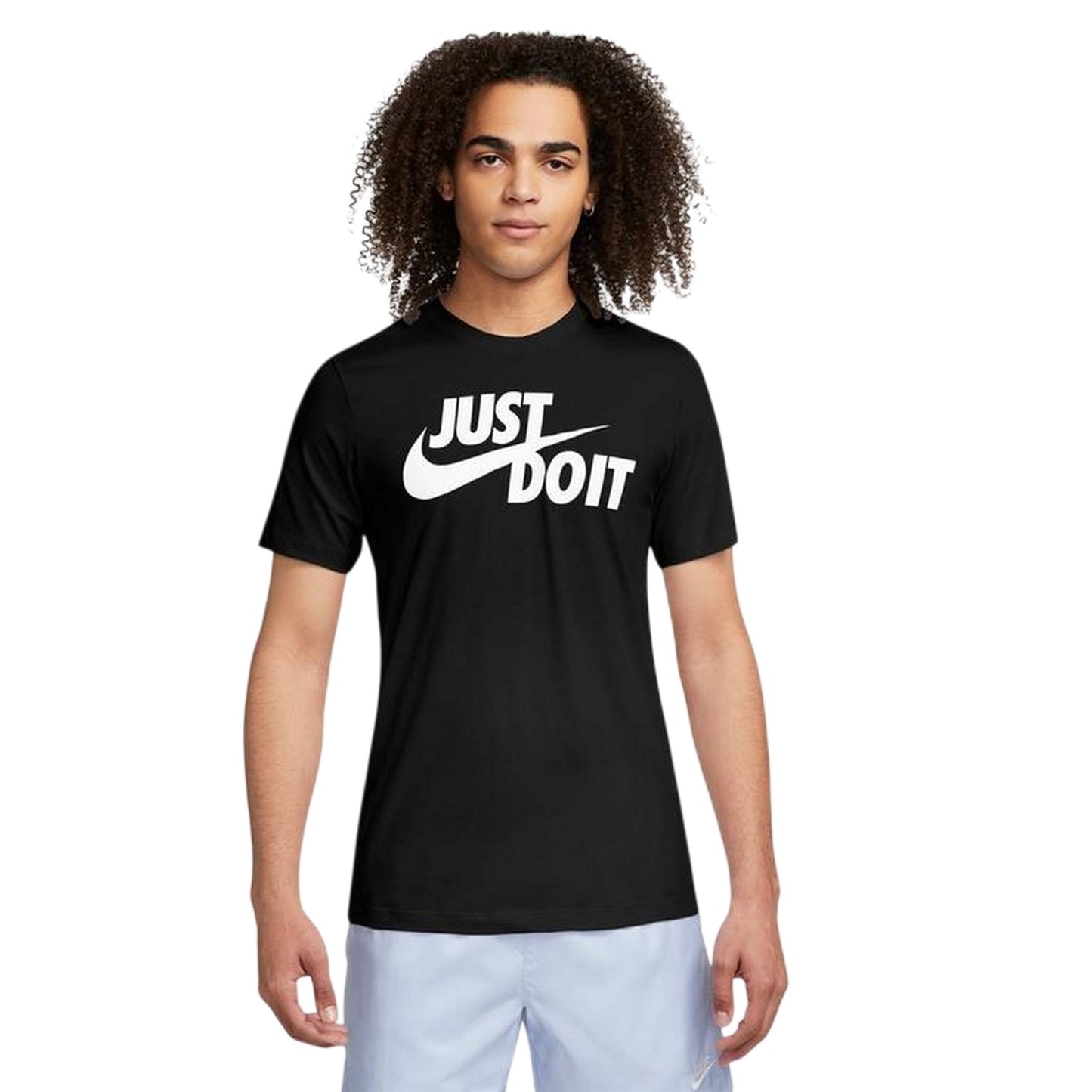 Black-White - Side - Nike Mens Just Do It Swoosh T-Shirt