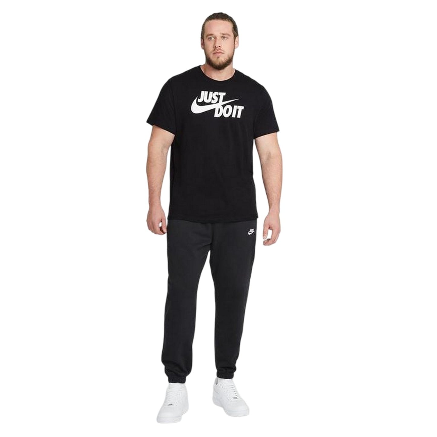 Black-White - Pack Shot - Nike Mens Just Do It Swoosh T-Shirt