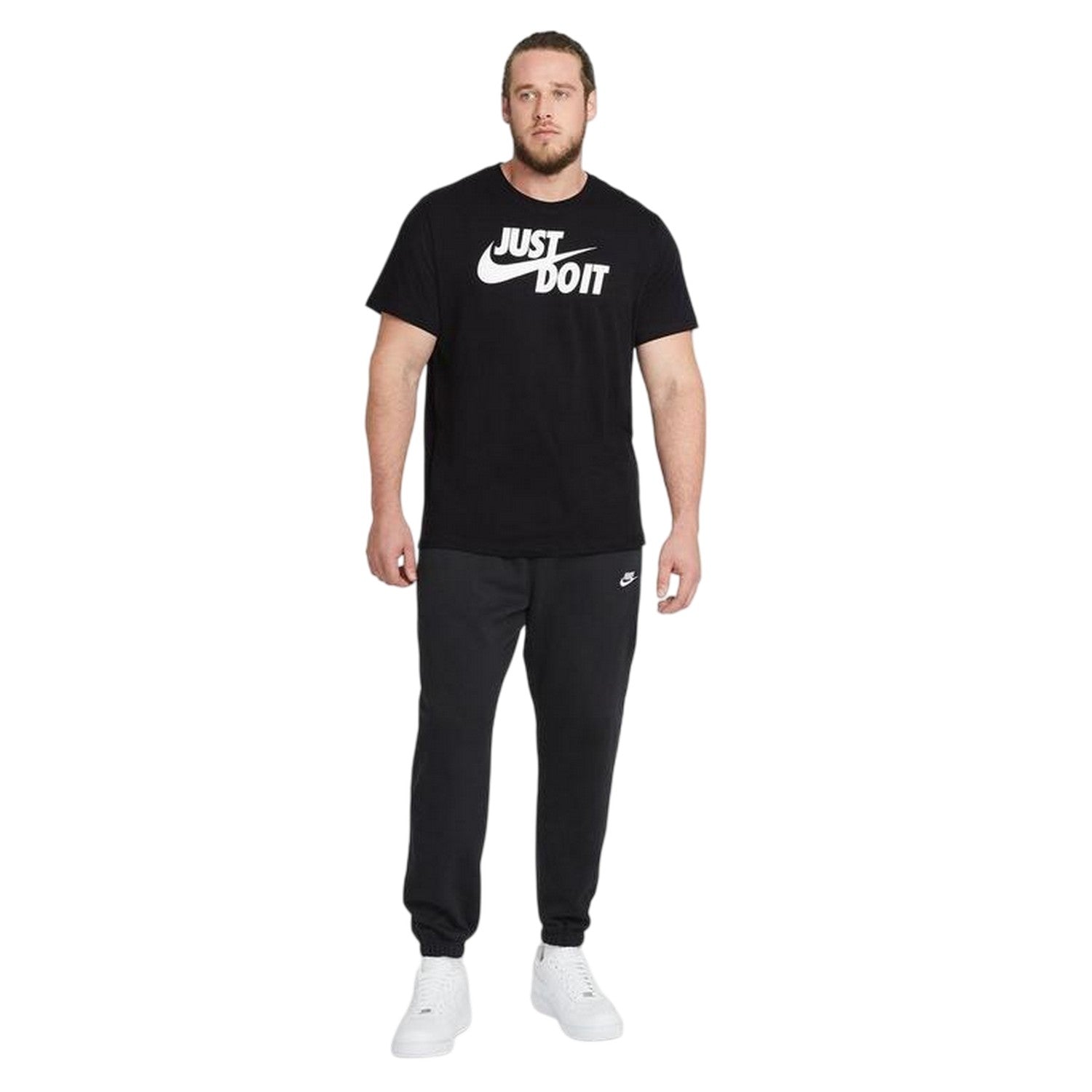 Black-White - Pack Shot - Nike Mens Just Do It Swoosh T-Shirt