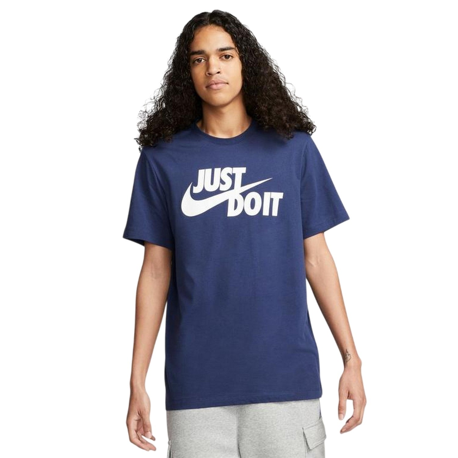 Midnight Navy - Front - Nike Mens Just Do It Swoosh T-Shirt
