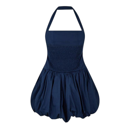 Navy - Back - AmyLynn Womens-Ladies Halter Neck Mini Dress