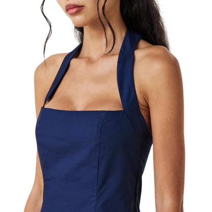 Navy - Side - AmyLynn Womens-Ladies Halter Neck Mini Dress