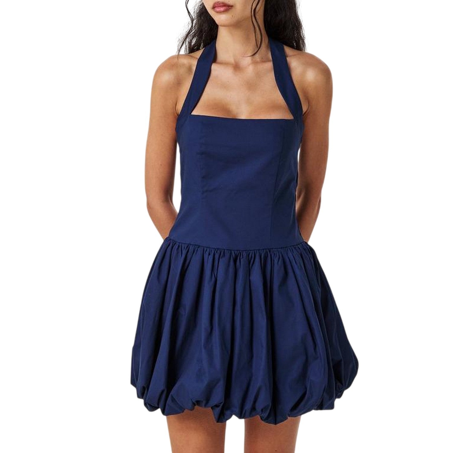 Navy - Lifestyle - AmyLynn Womens-Ladies Halter Neck Mini Dress