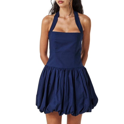 Navy - Lifestyle - AmyLynn Womens-Ladies Halter Neck Mini Dress