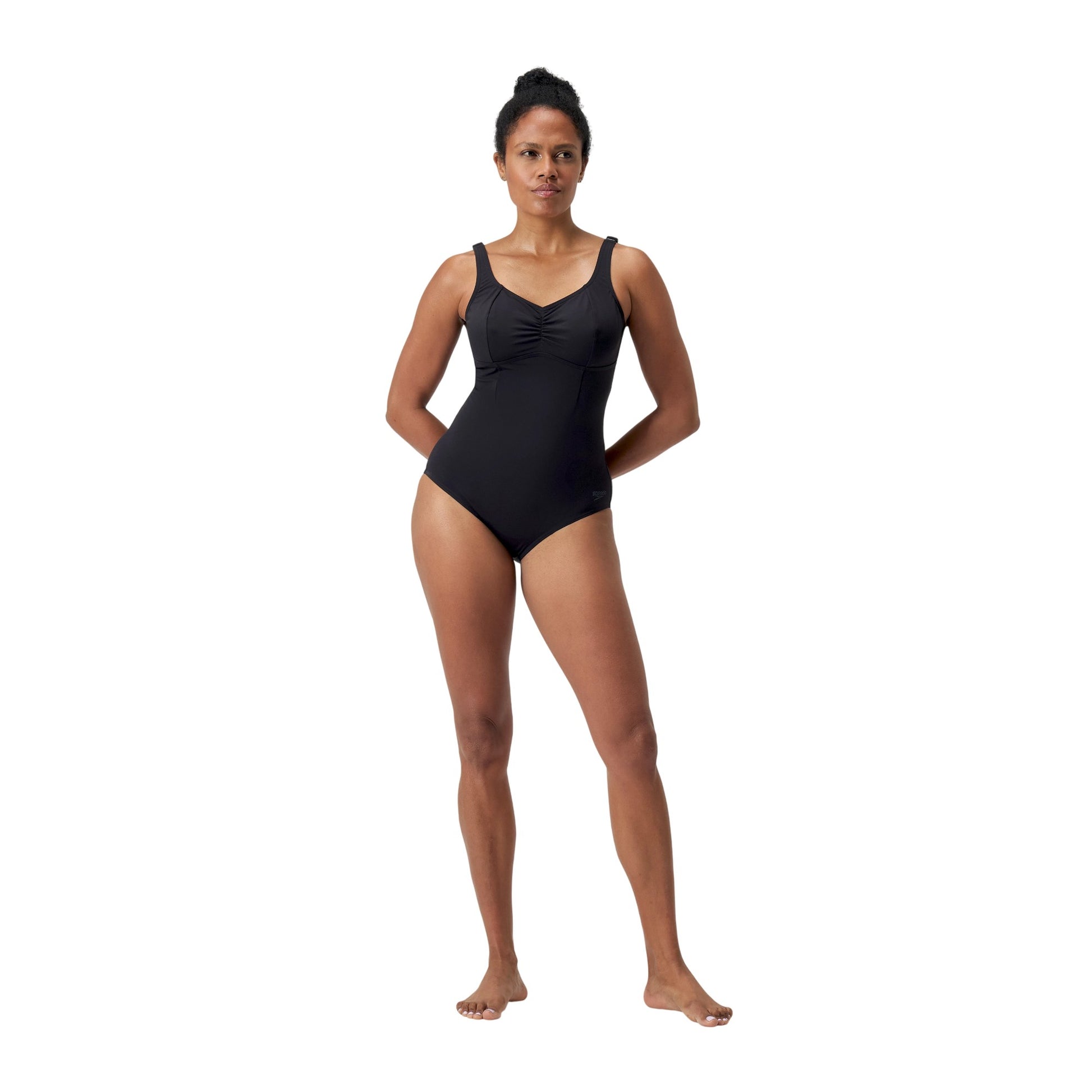 Antracite - Pack Shot - Speedo Womens-Ladies Plain One Piece Swimsuit