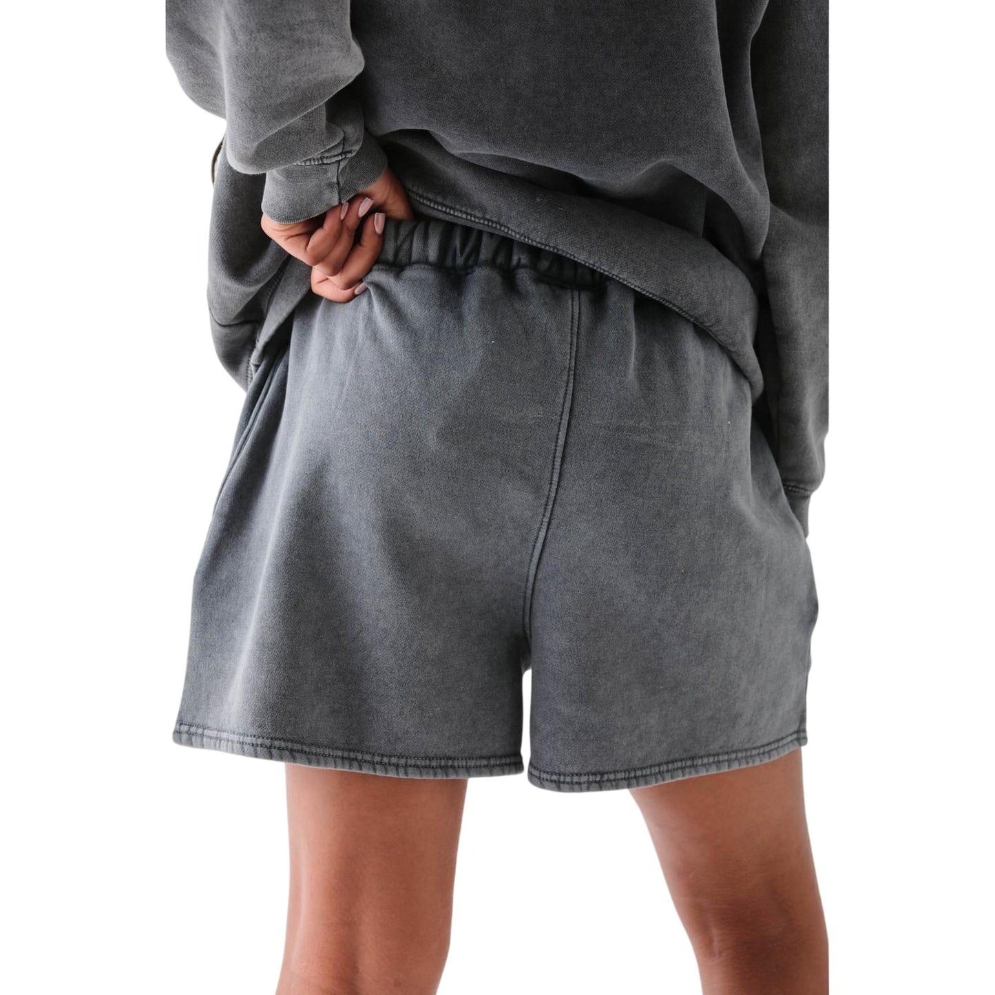 Grey - Back - Daisy Street Womens-Ladies Puff Print Sweat Shorts