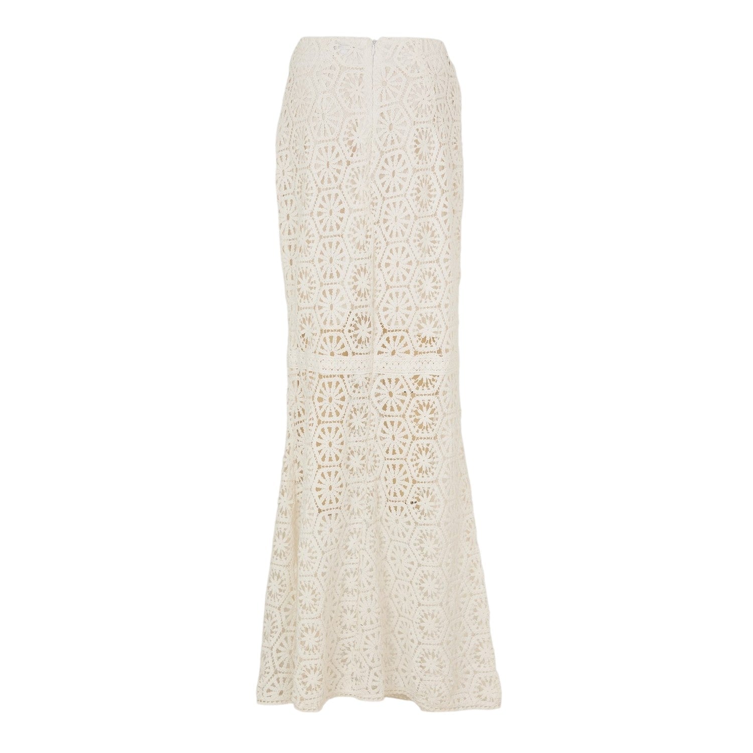 White - Back - AmyLynn Womens-Ladies Crochet Maxi Skirt